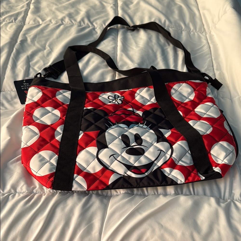 Disney Red and Black Shoulder Bag with Argyle Pattern